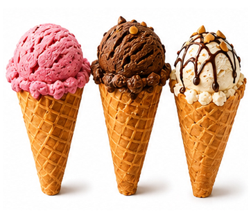 Artisanal Ice Cream Cones (3 Scoops)